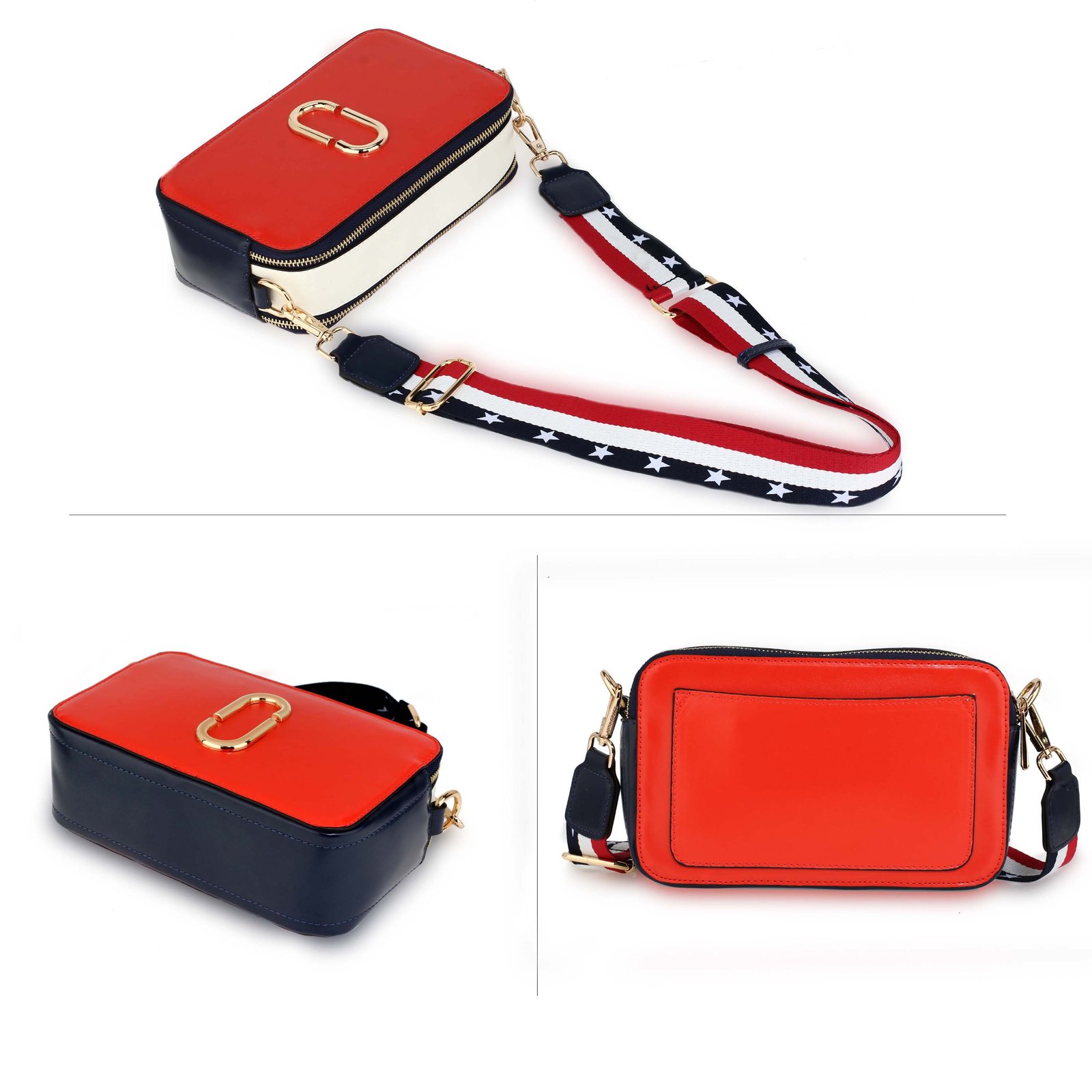 Wholesale Red / White / Navy Canvas Cross Body Bag School Messenger Shoulder Bag AG00726