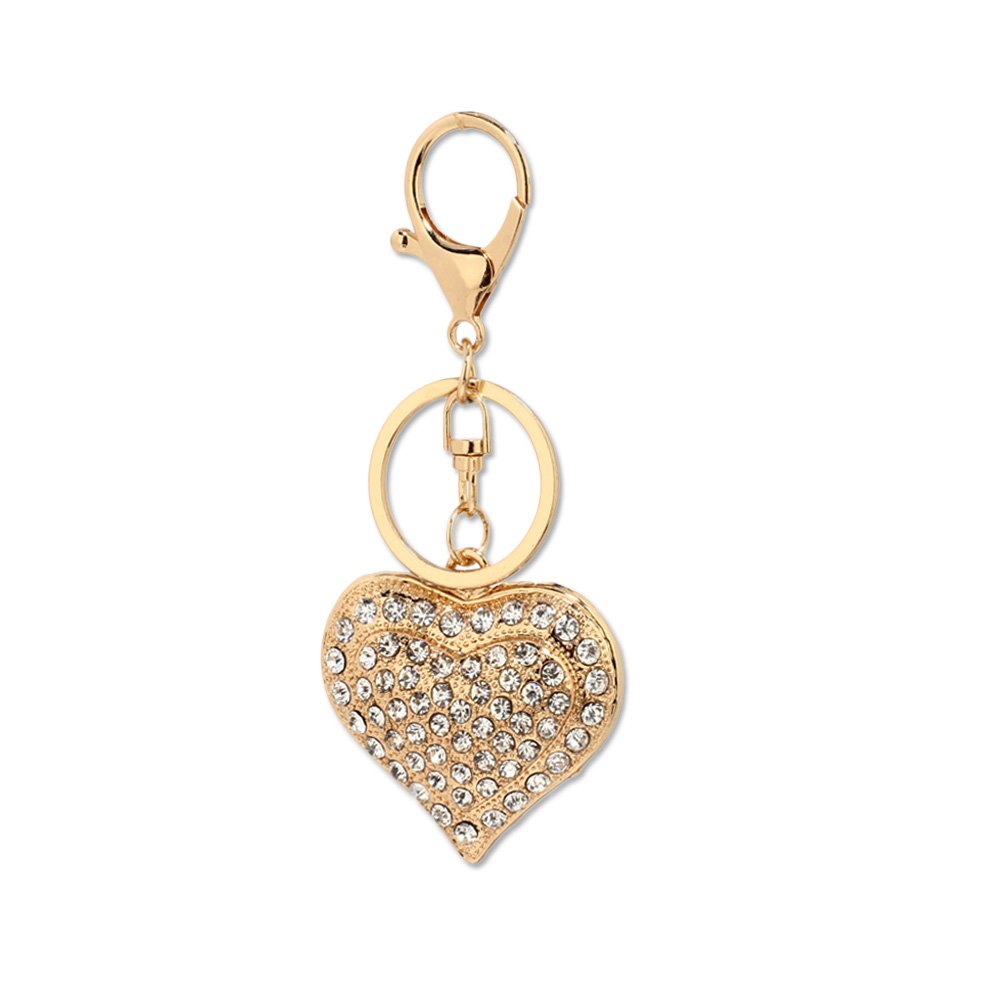 Wholesale Gold Metal Crystal Heart Bag Charm AGCK1046