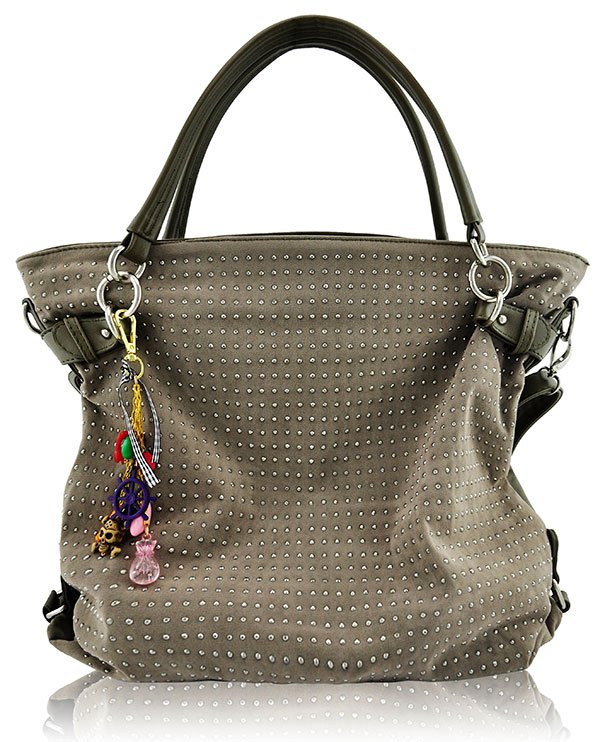 Wholesale Grey Diamante Tote Shoulder Handbag
