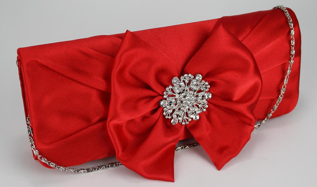 Wholesale Sparkly Red Crystal Flower evening clutch bag