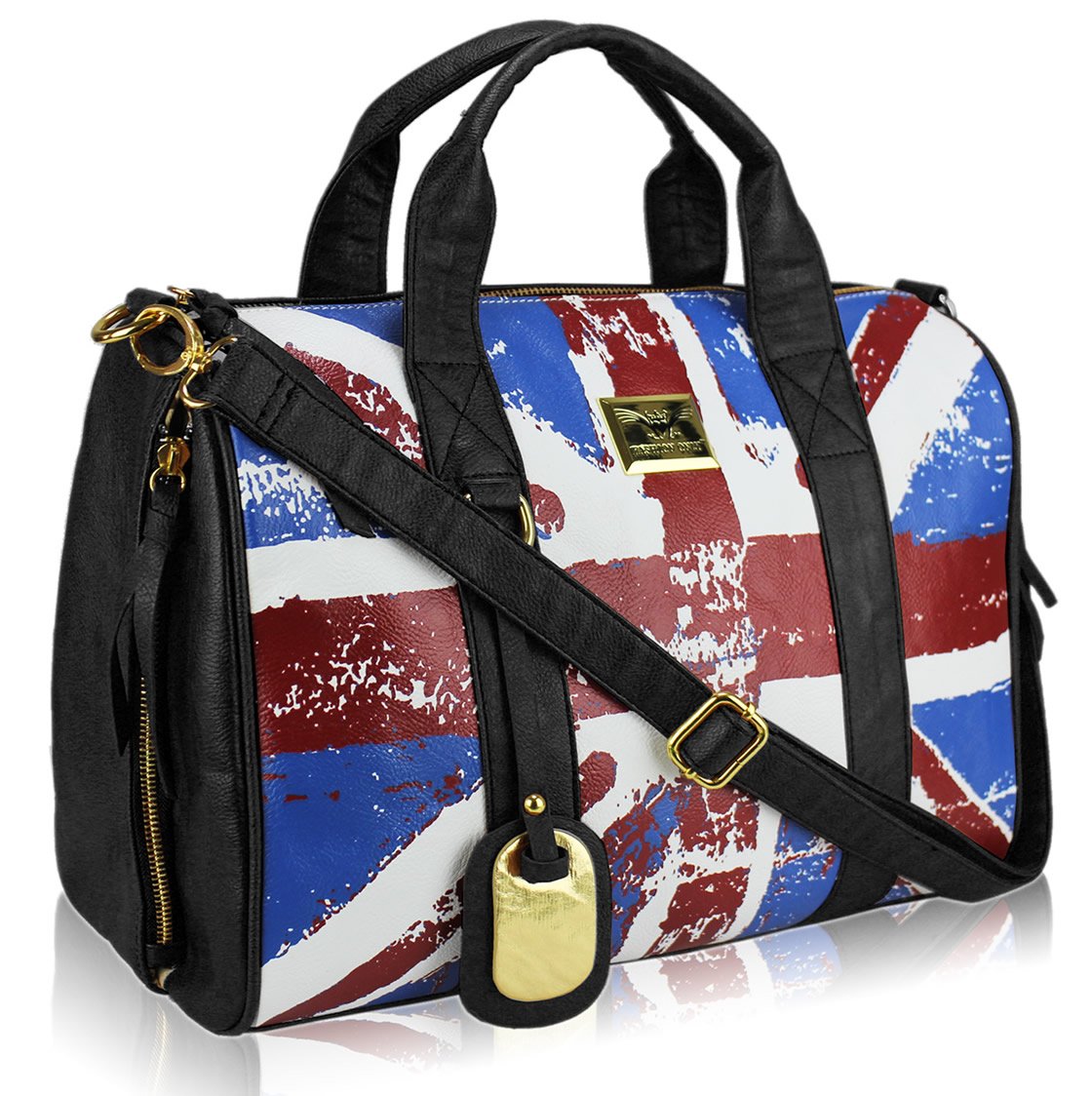 wholesale bag -LS00148F- Black Union Jack Barrel Bag With ...