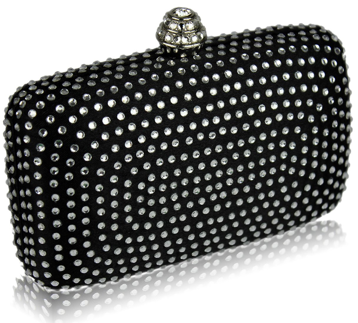 Wholesale Black Diamante Hardcase Clutch Bag