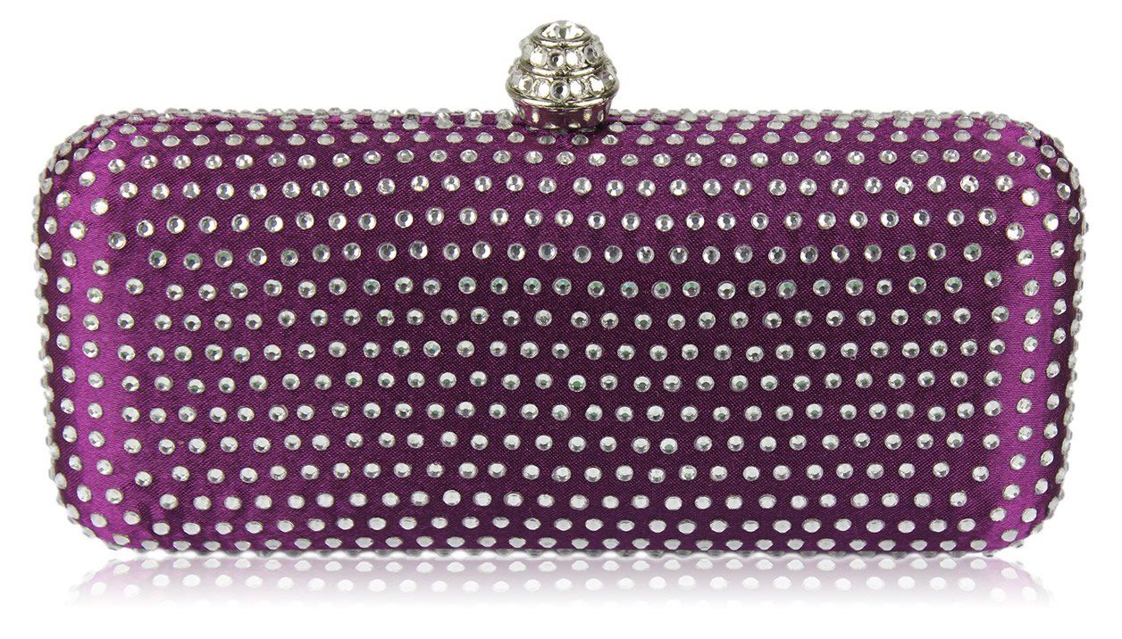 black and purple clutch bag