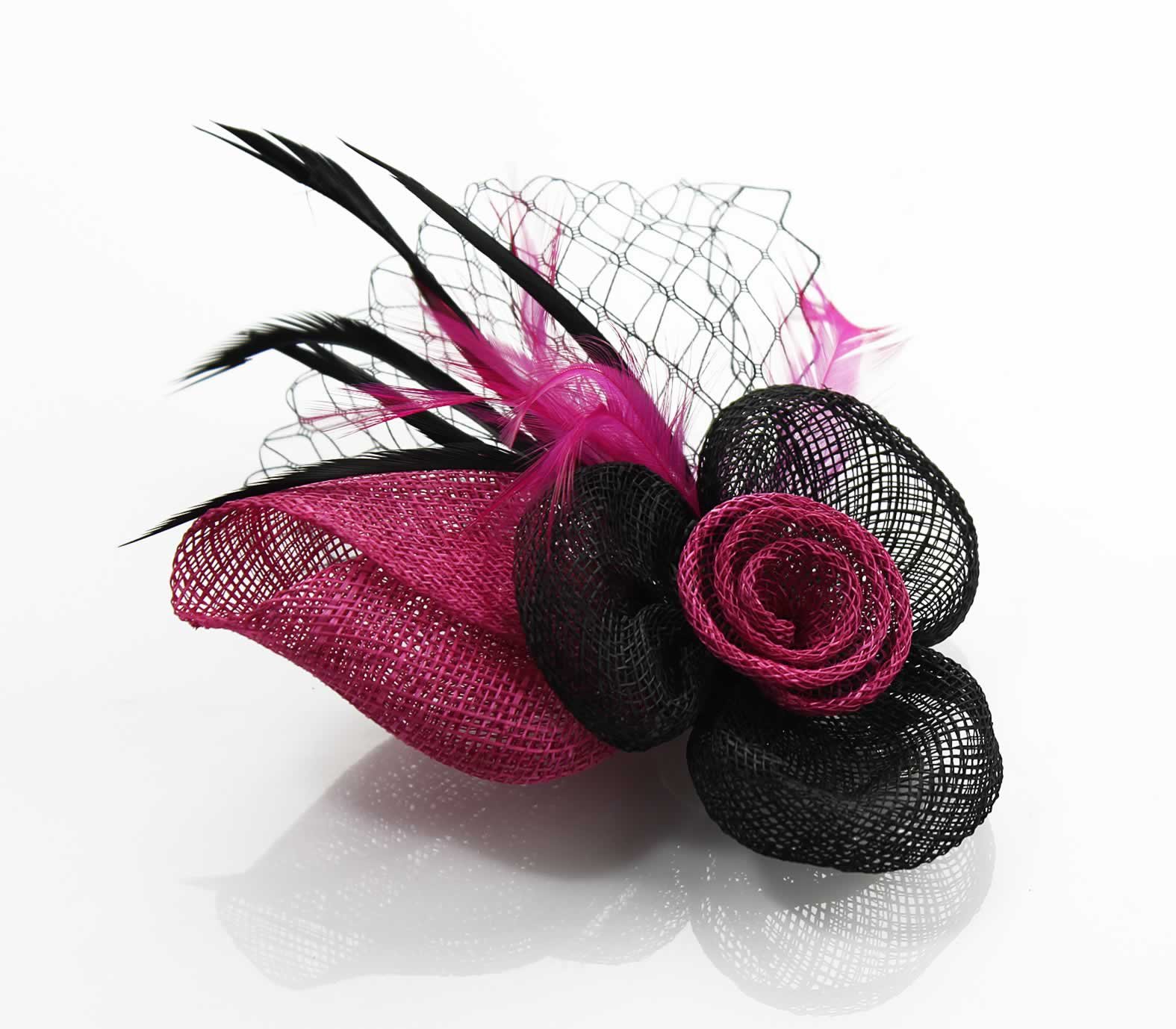 black and fuchsia fascinator