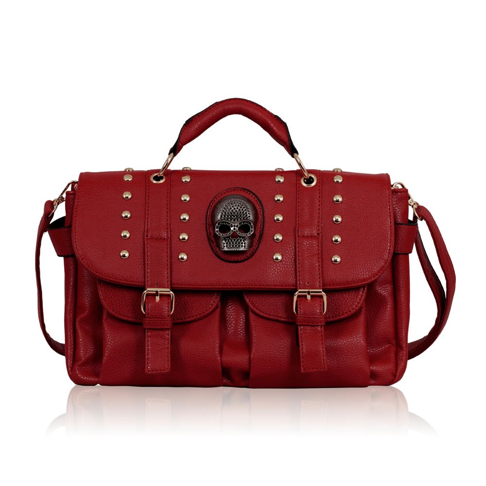 Wholesale Red Skull Studs Shoulder Handbag