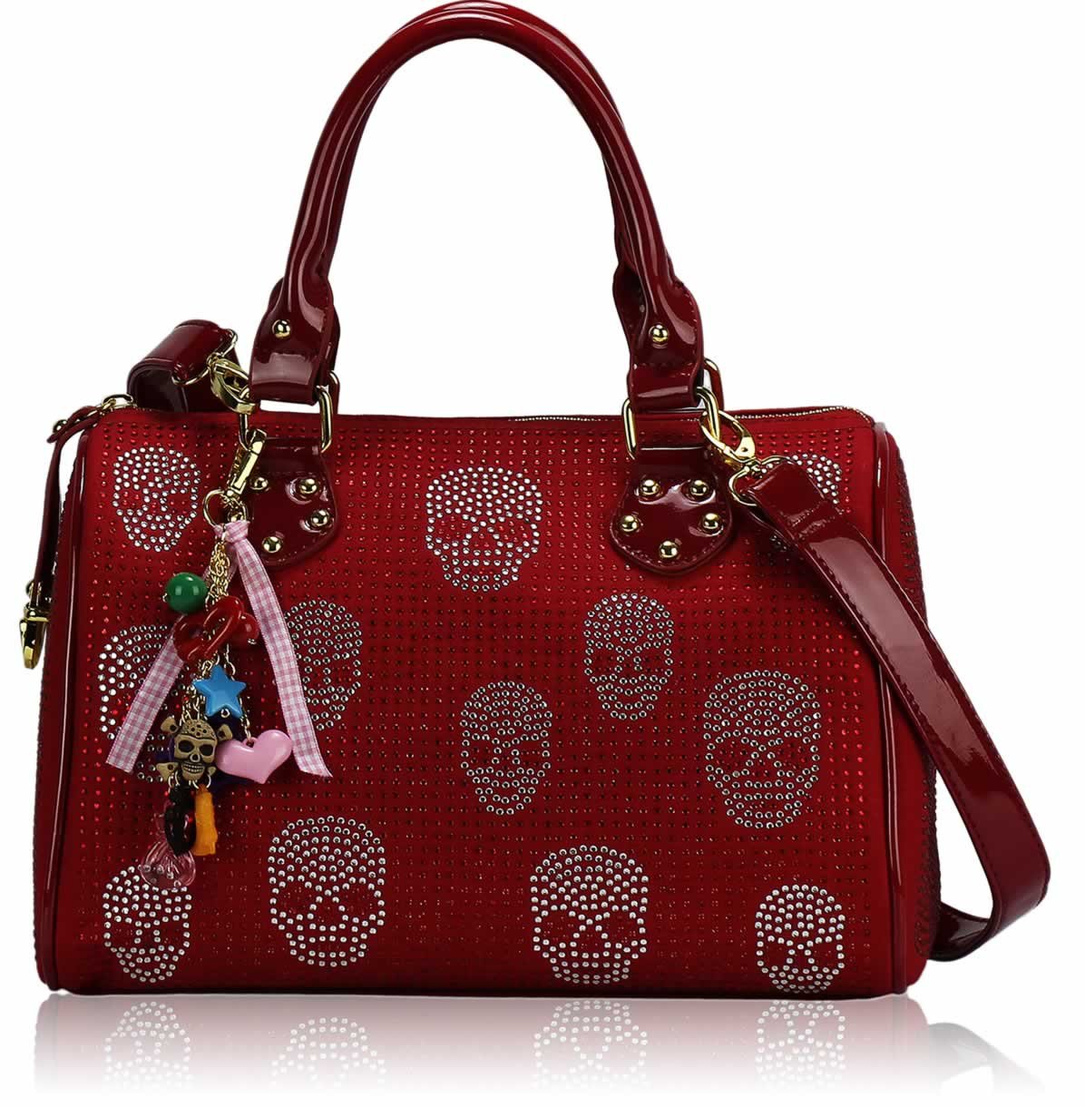 Wholesale Bags :: View All Handbags :: LS7017 - Red Skull Diamante Tote ...