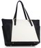 LSG1003 - White /Black Genuine Leather Tote Shoulder Bag