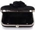 LSE00326 - Black Satin Pleated Flower Front Clutch Bag