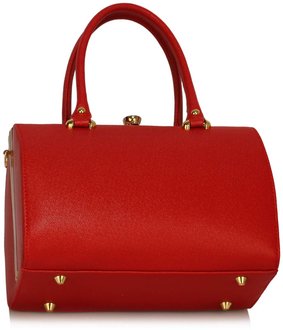 red structured handbag