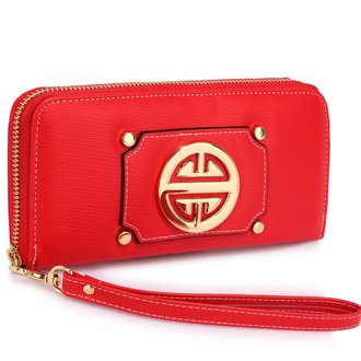LSP1051A - Red Purse/Wallet with Metal Decoration