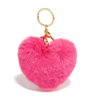 AGC1014 - Hot Pink Fluffy Heart Bag Charms