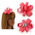 AGF00213 - Pink Feather & Flower Fascinator On Clip