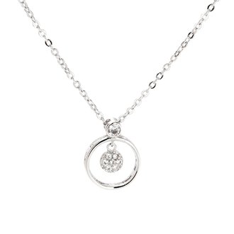 AGN0018 - Sparkling Silver Plated Crystal Circle Necklace