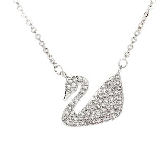 AGN0025 - Sparkling Silver Plated Crystal Swan Necklace