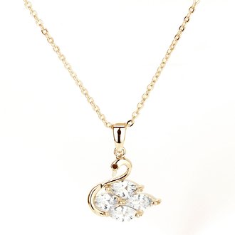 AGN0030 - Sparkling Gold Plated Crystal Swan Necklace