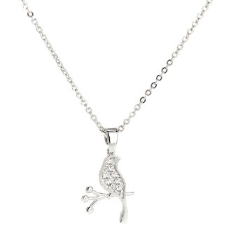 AGN0033 - Silver Plated Crystal Bird Necklace