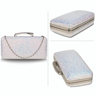 sparkly silver box clutch bag