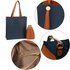 AG00594 - Navy / Brown Fashion Tote Bag With Tassel