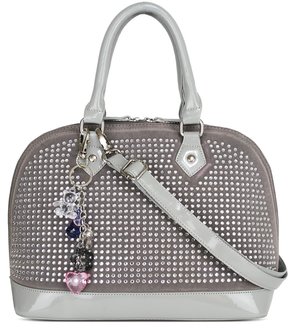 LS6004 - Silver Grey Diamante Tote Bag With Charm