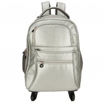 AGT1023  - Silver Backpack Rucksack With Wheels