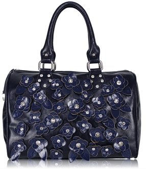 LS7004 - NAVY Crystal Flower Handbag