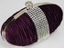 LSE0044 - Purple Ruched Satin Clutch With Crystal Trim