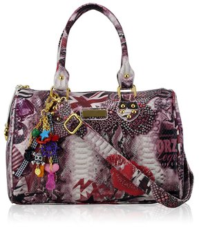 LS7006 - Red Shoulder Grab Handbag With Charm