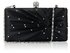 LSE0080 - Black Satin Crystal Clasp Evening Evening Clutch Bag