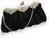 LSE0087 - Black Crystal Satin Evening Clutch