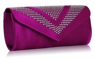 LSE00100 - Purple Diamante Evening Clutch Bag