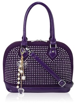 LS6004 - Purple Diamante Tote Bag With Charm