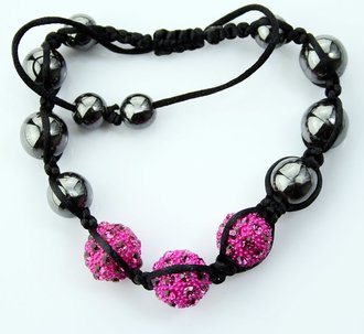 LSB003-Pink Crystal Disco Ball Bead Bracelet