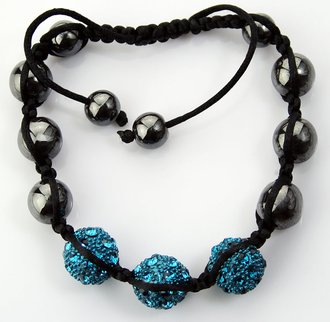 LSB003-Teal Crystal Disco Ball Bead Bracelet