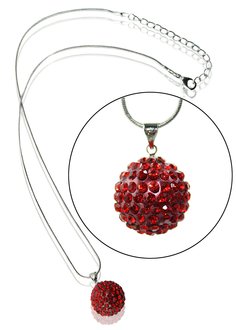 LSN001-Red 18mm Sparkling Disco Ball Necklace