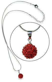 LSN002-Red 10mm Sparkling Disco Ball Necklace