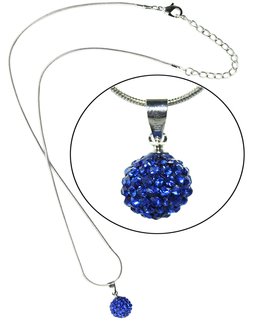 LSN002-Blue 10mm Sparkling Disco Ball Necklace