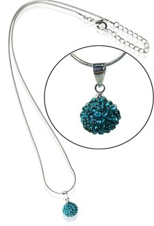 LSN002-Teal 10mm Sparkling Disco Ball Necklace