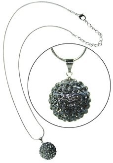 LSN002-Grey 10mm Sparkling Disco Ball Necklace