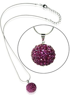 LSN002-Pink 10mm Sparkling Disco Ball Necklace