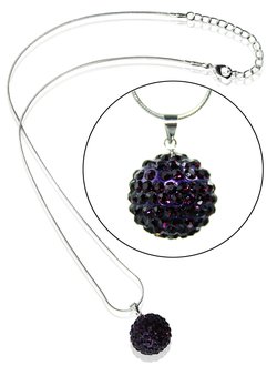 LSN002- Purple 10mm Sparkling Disco Ball Necklace