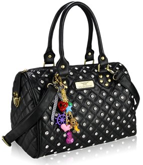 LS7011 - Black Quilted Tote Bag With Crystal Decoration