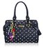 LS7011 - Navy Quilted Tote Bag With Crystal Decoration