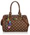 LS7011 - Brown Quilted Tote Bag With Crystal Decoration