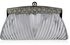 LSE00111 - Silver Ruched Satin Clutch With Crystal Decoration