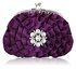 LSE00115- Sparkly Purple Crystal  Flower evening clutch bag