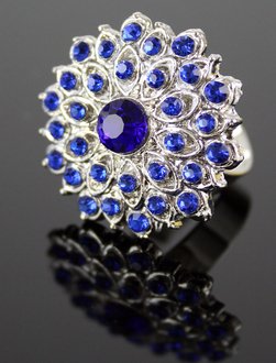 LSR0021-Blue Crystal Cluster Ring