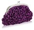 LSE00118- Purple Sparkly Crystal Satin Clutch purse