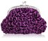 LSE00118- Purple Sparkly Crystal Satin Clutch purse