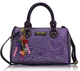 LS7016 - Purple Heart Diamante Tote Bag With Charm