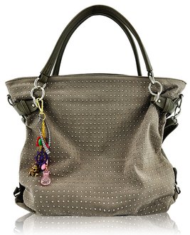 LS8001 - Grey Diamante Tote Shoulder Handbag